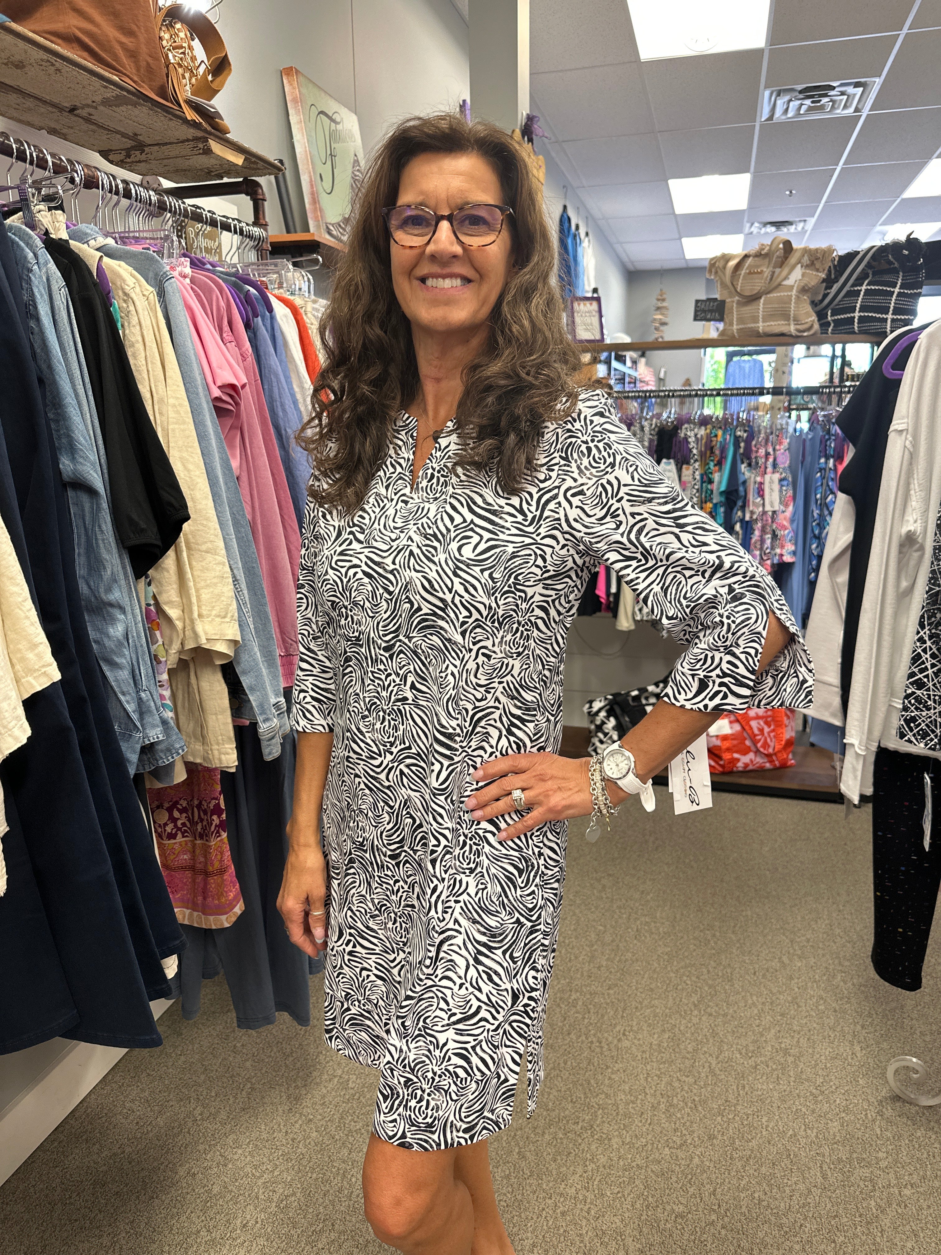 3/4 Sleeve Split Dress