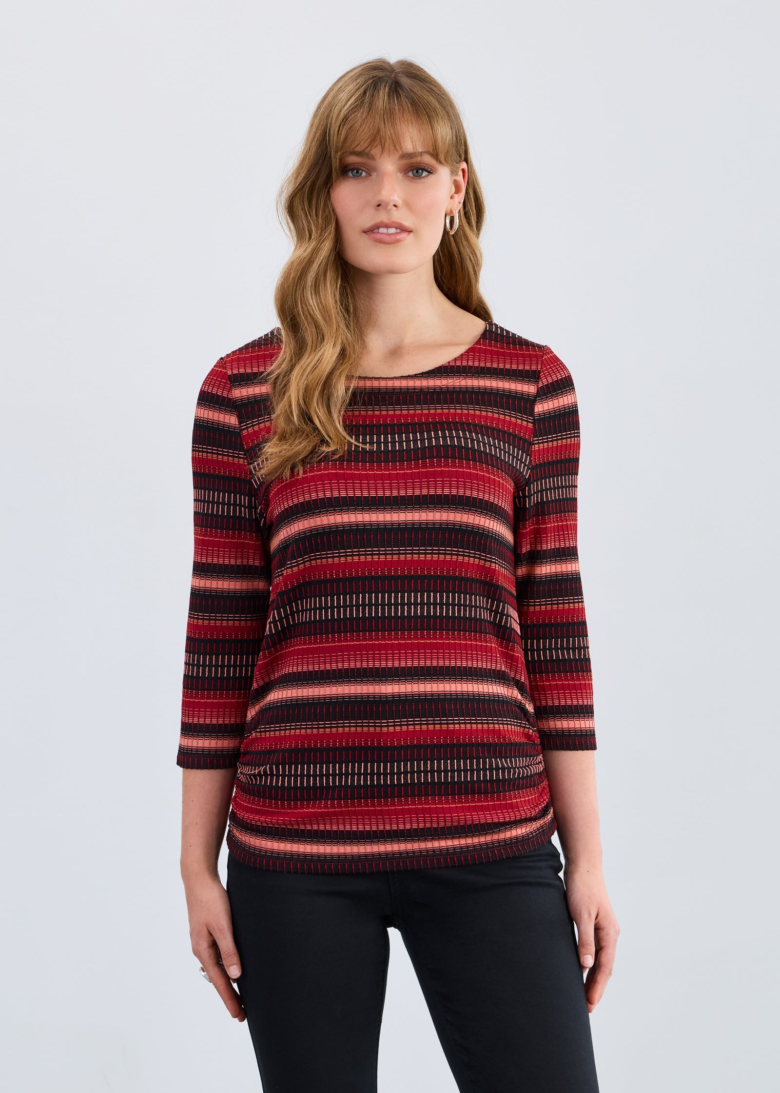 3/4 Sleeve Ruched Top