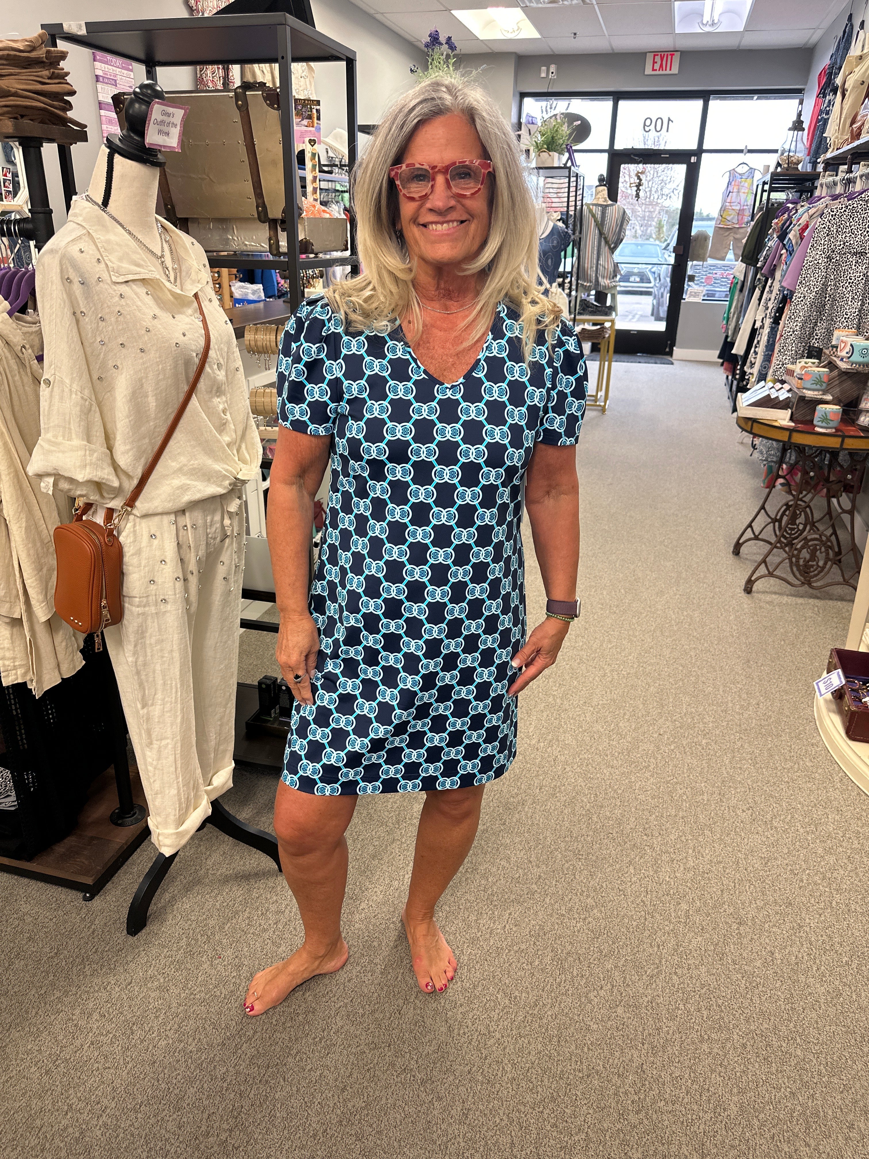 Gathered Short Sleeve Dress