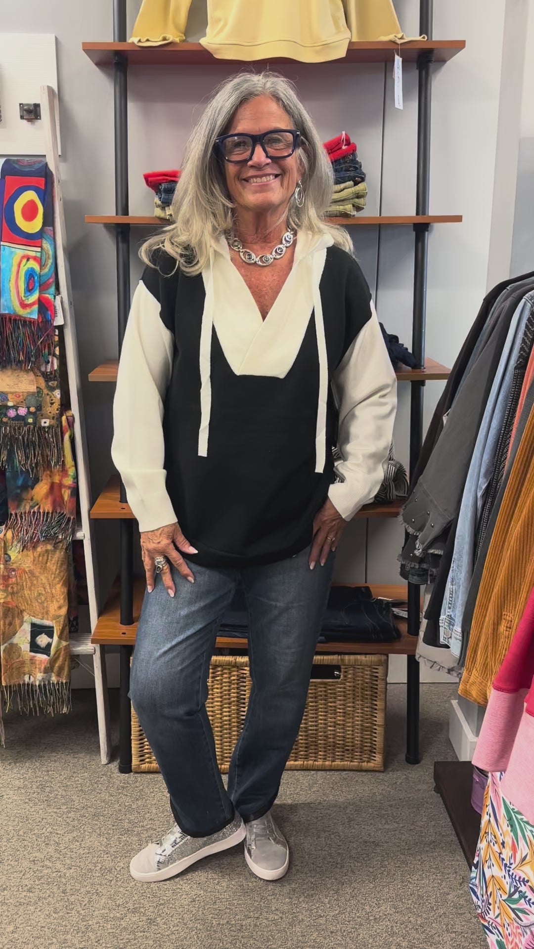 Color Block Hooded Sweater